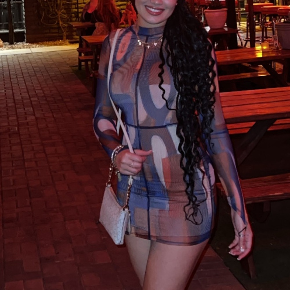 Fashion nova mesh long sleeve dress